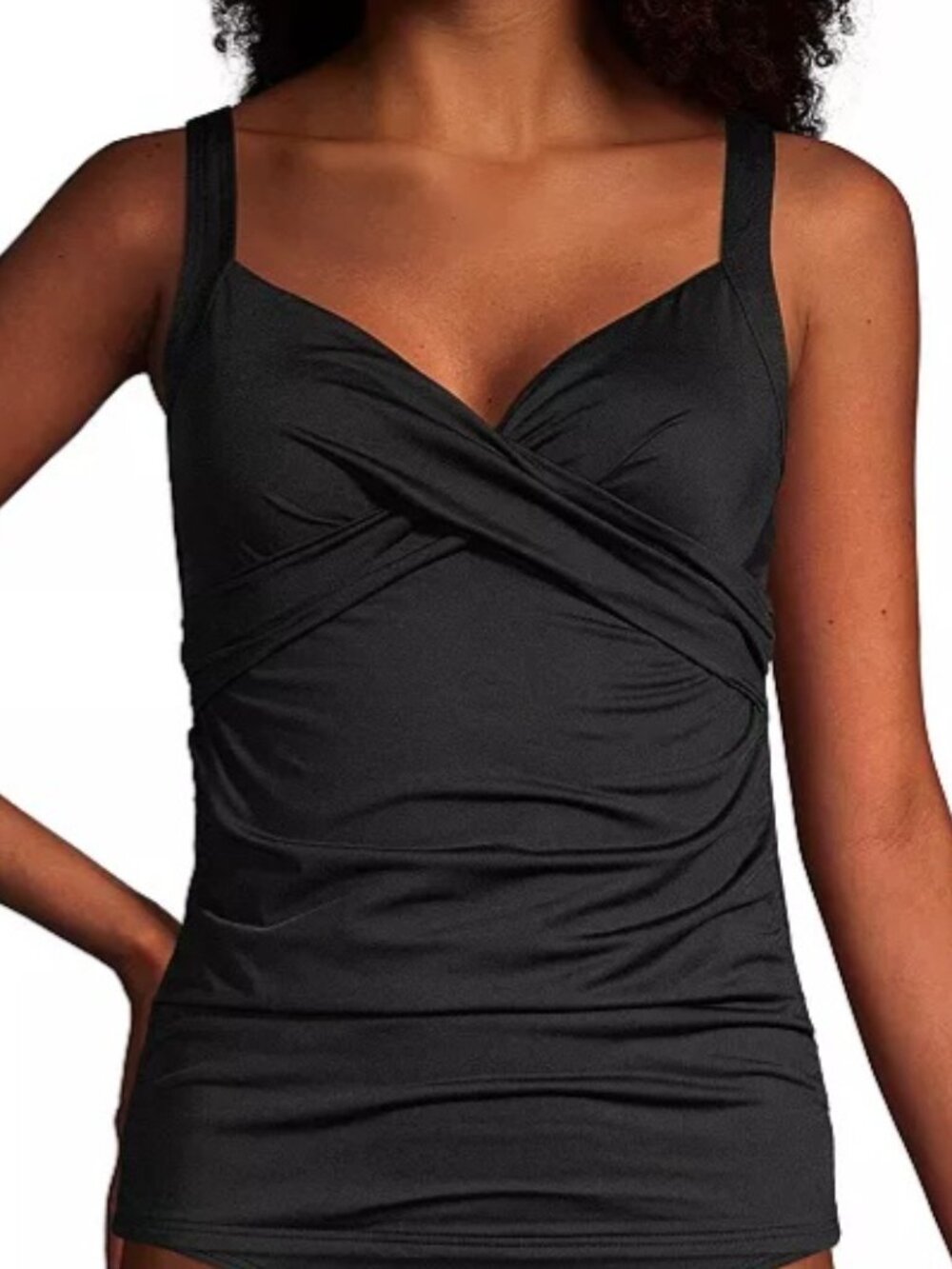 Lands' End | Black Tankini Cinched Twist Bust Enhancer Full Support Swim Top 18W